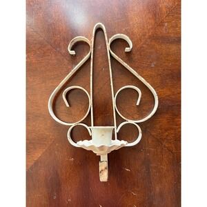 White Outdoor Vintage Metal Taper Candle Wall Sconce